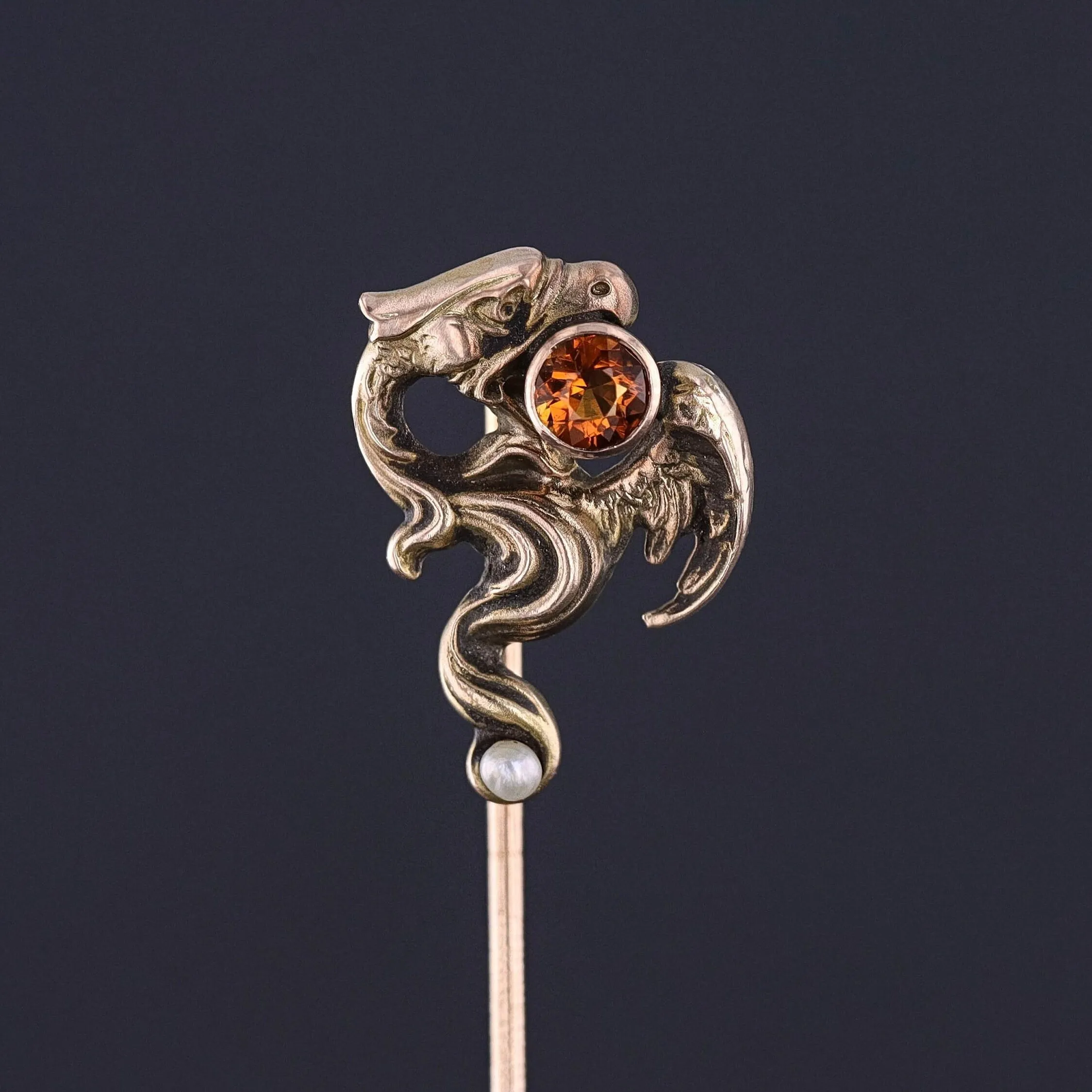Antique Dragon Stickpin of 10k Gold