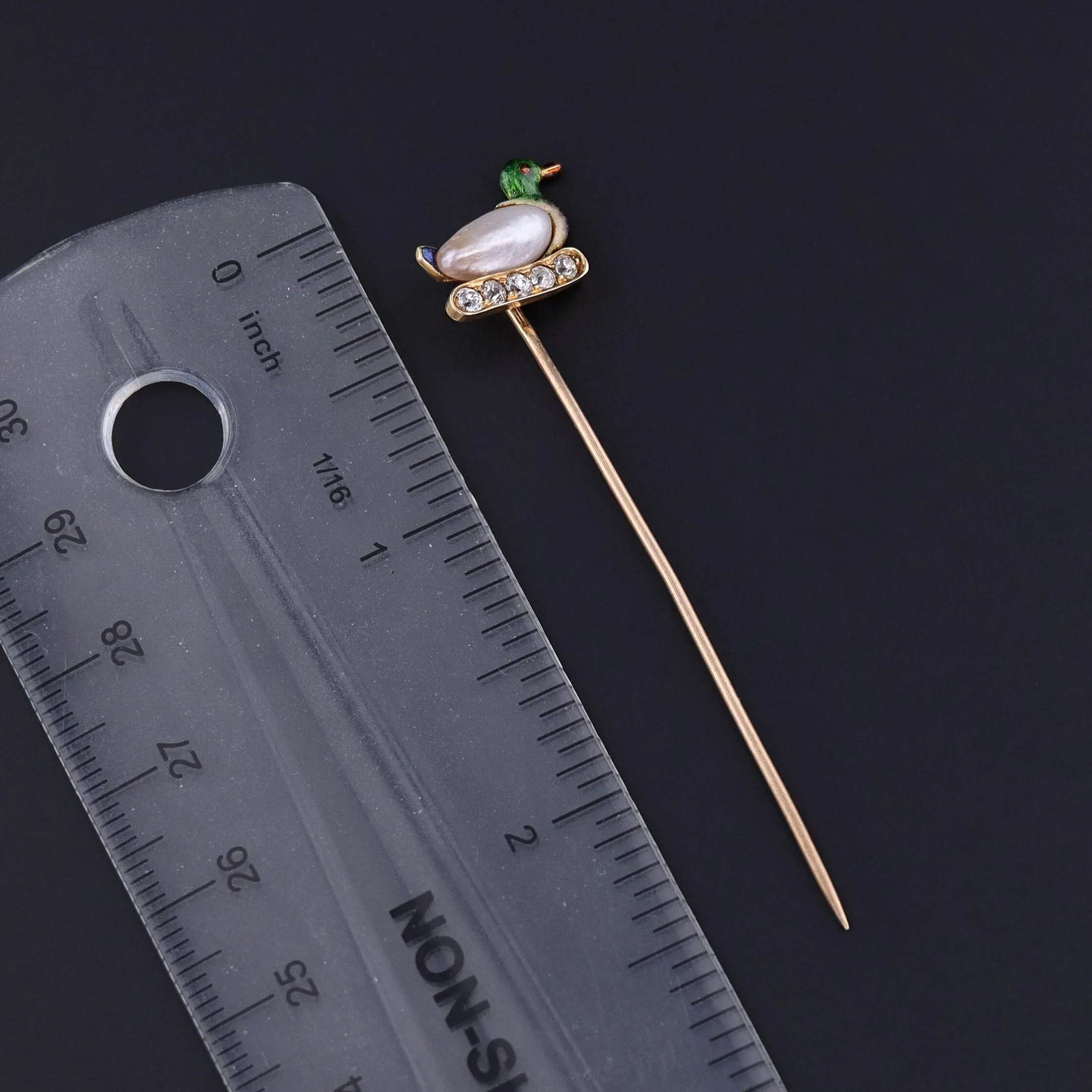 Antique Duck Stickpin with Diamonds