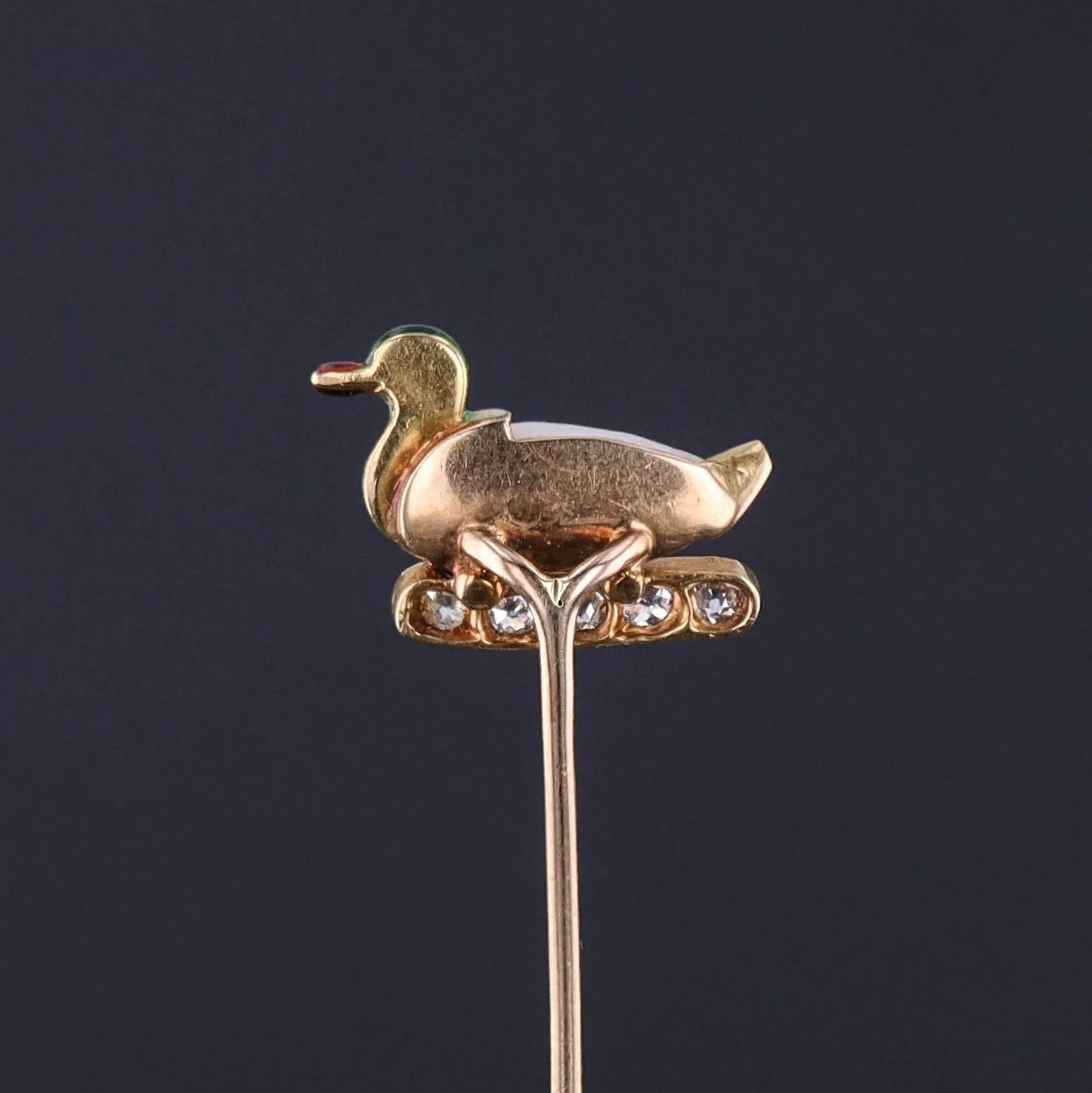 Antique Duck Stickpin with Diamonds