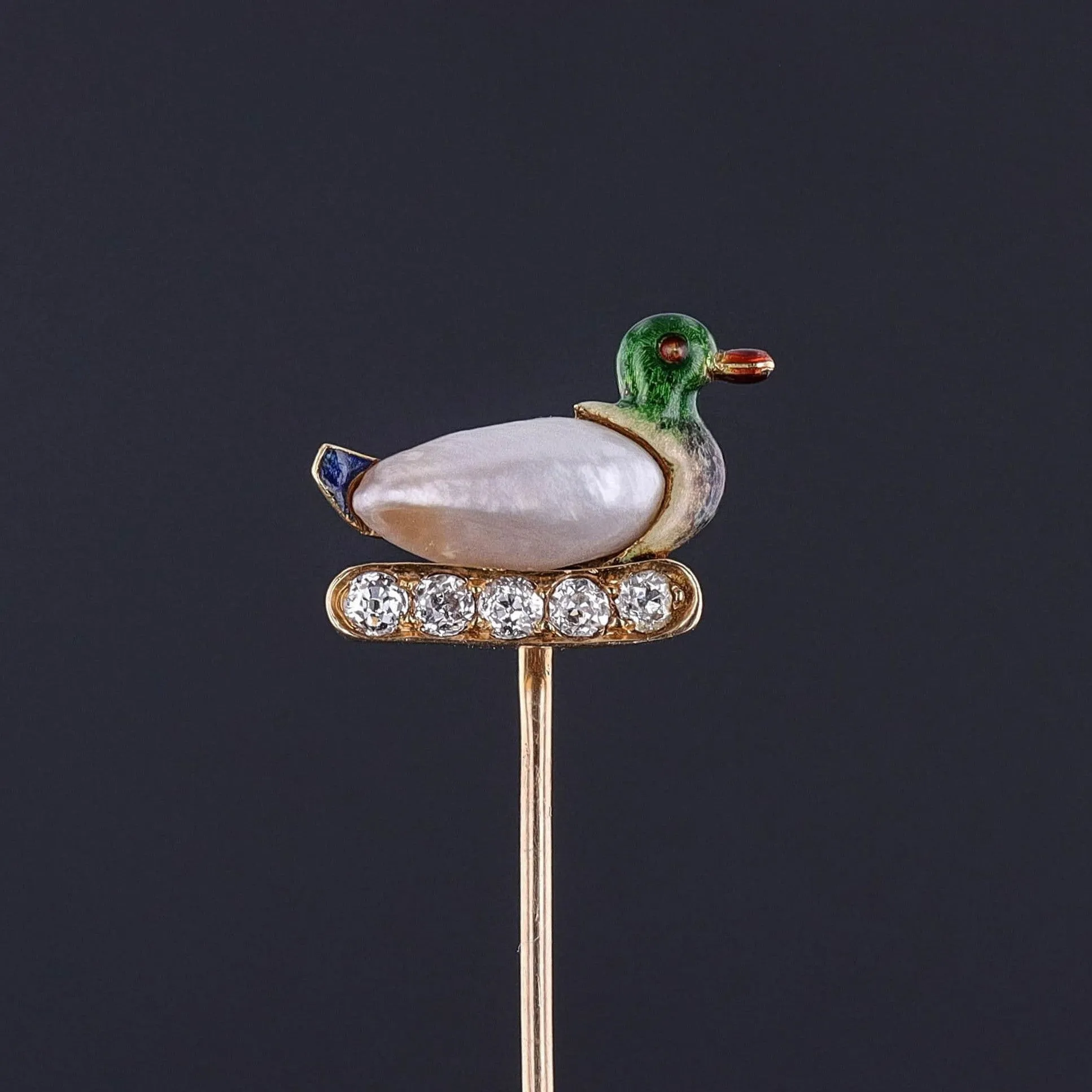 Antique Duck Stickpin with Diamonds