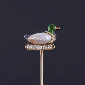 Antique Duck Stickpin with Diamonds