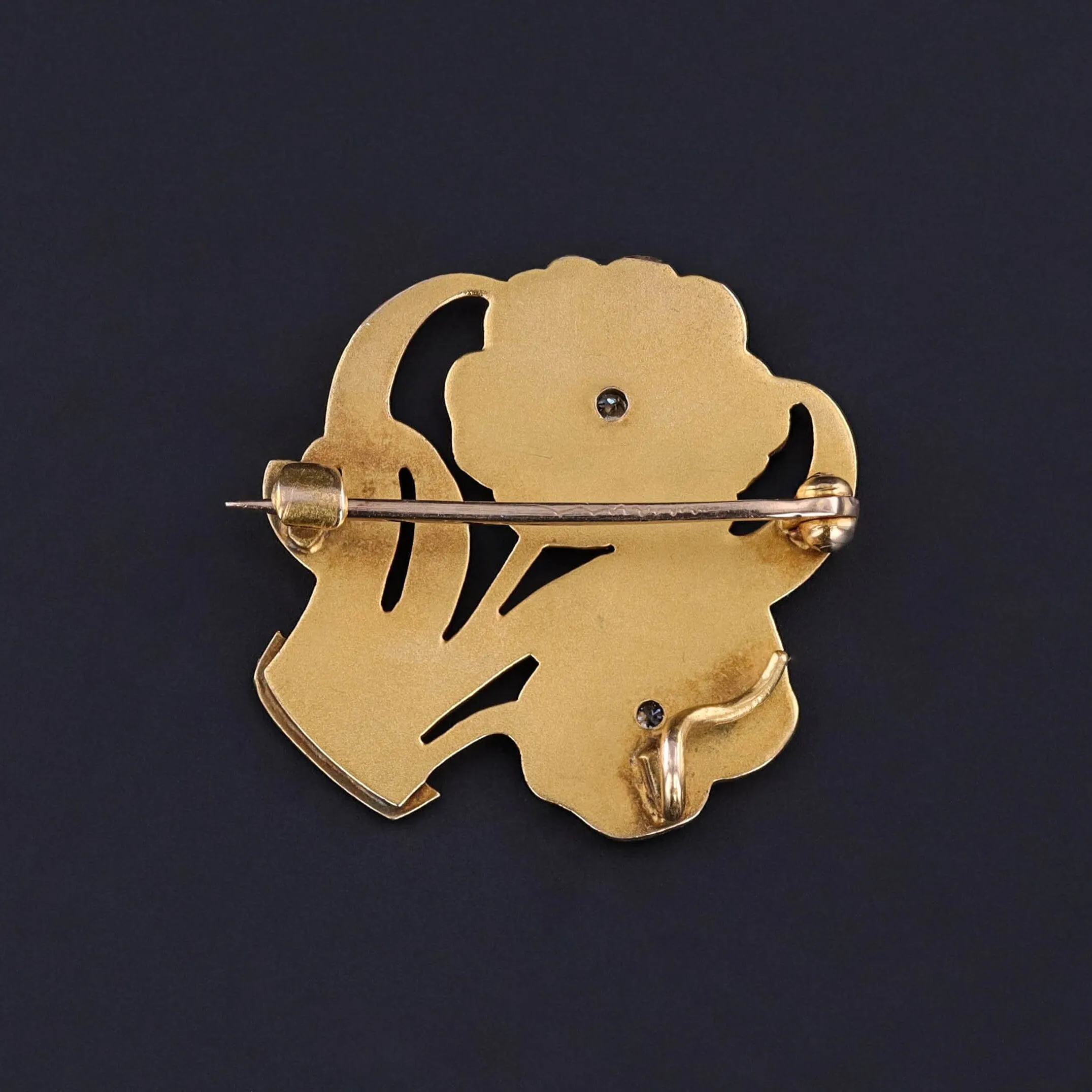 Antique Flower Basket Brooch of 10k Gold