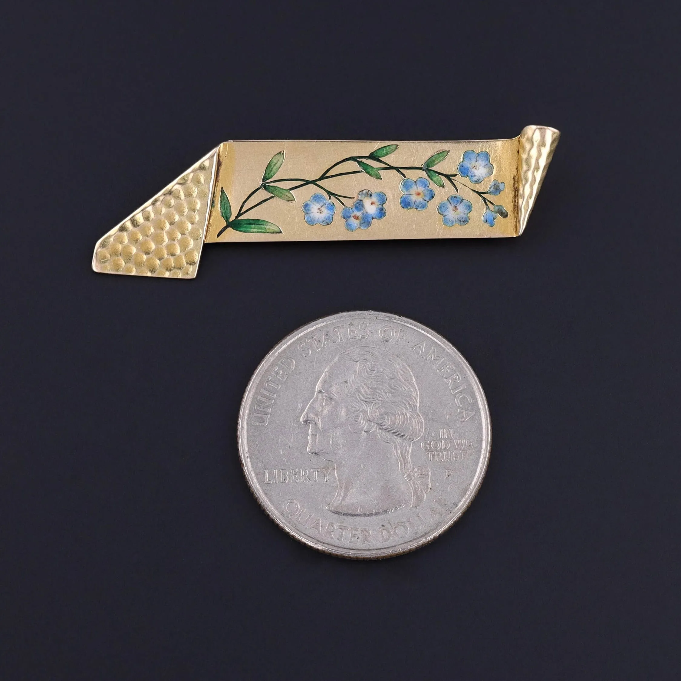 Antique Forget-me-not Brooch of 14k Gold
