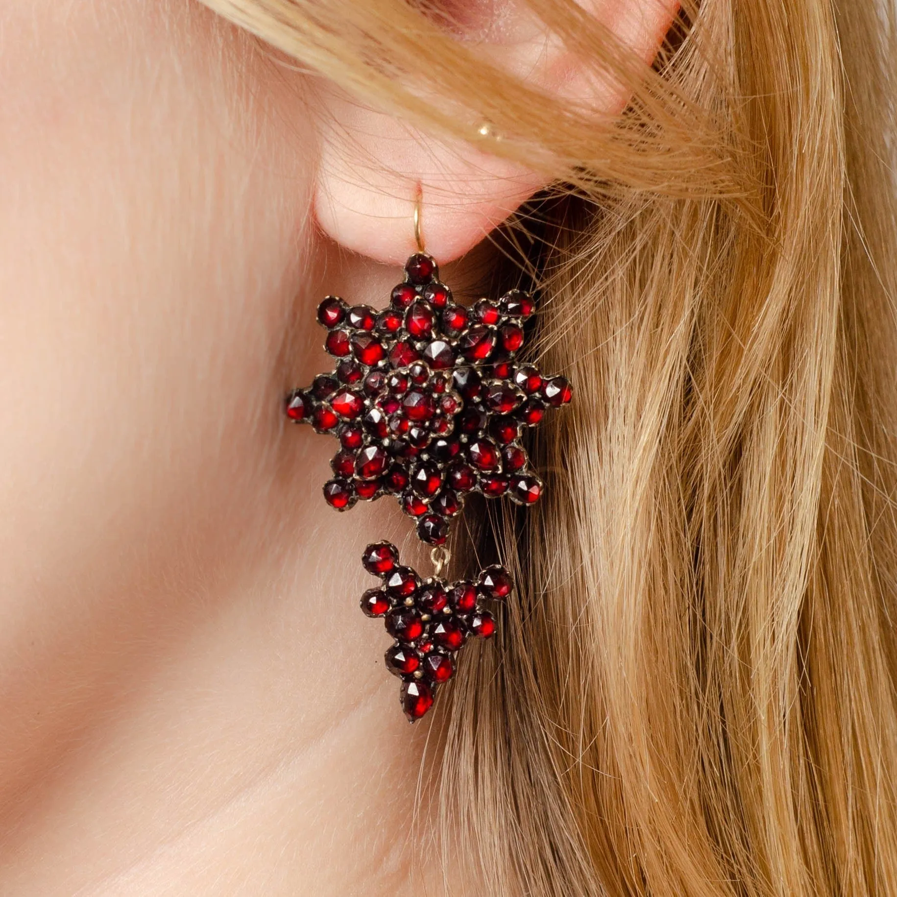Antique Garnet Earrings | Garnet Pin Conversion Earrings