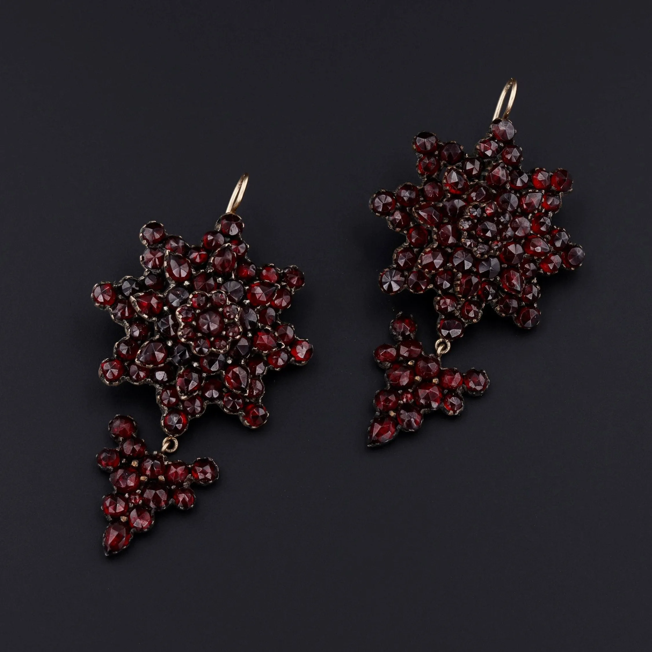Antique Garnet Earrings | Garnet Pin Conversion Earrings