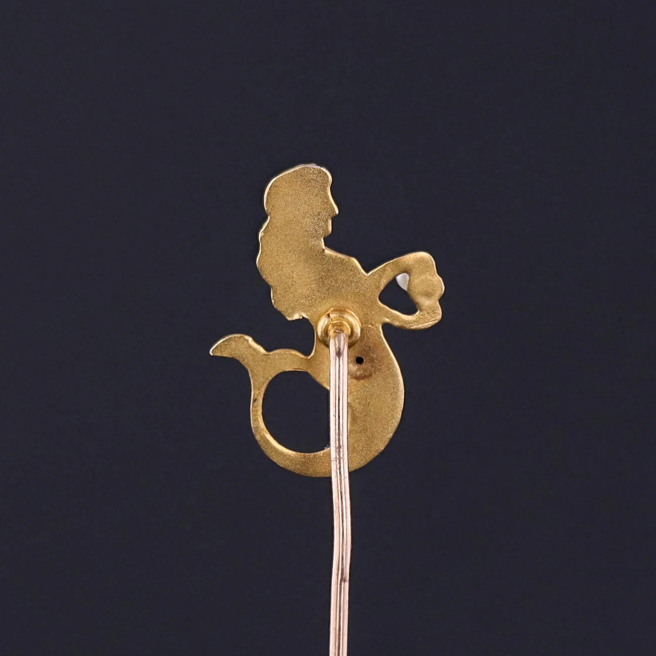 Antique Mermaid Stickpin or Charm of 10k Gold