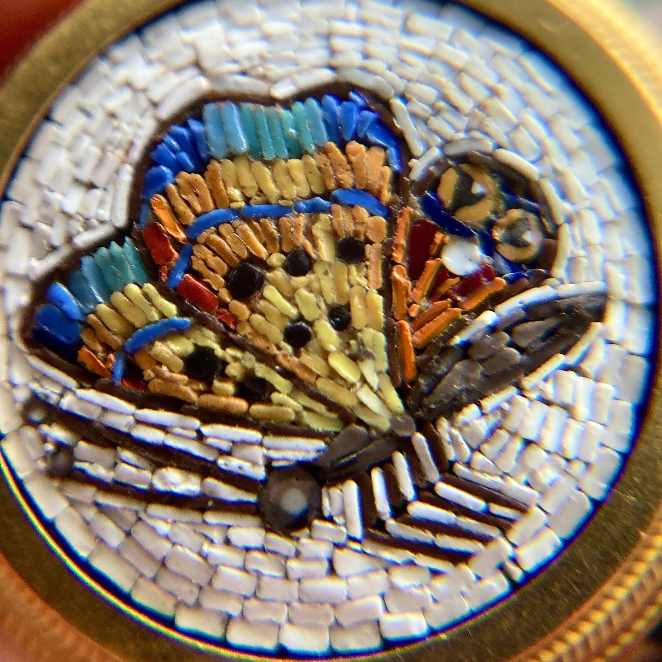 Antique Micromosaic Butterfly Necklace of 18k Gold