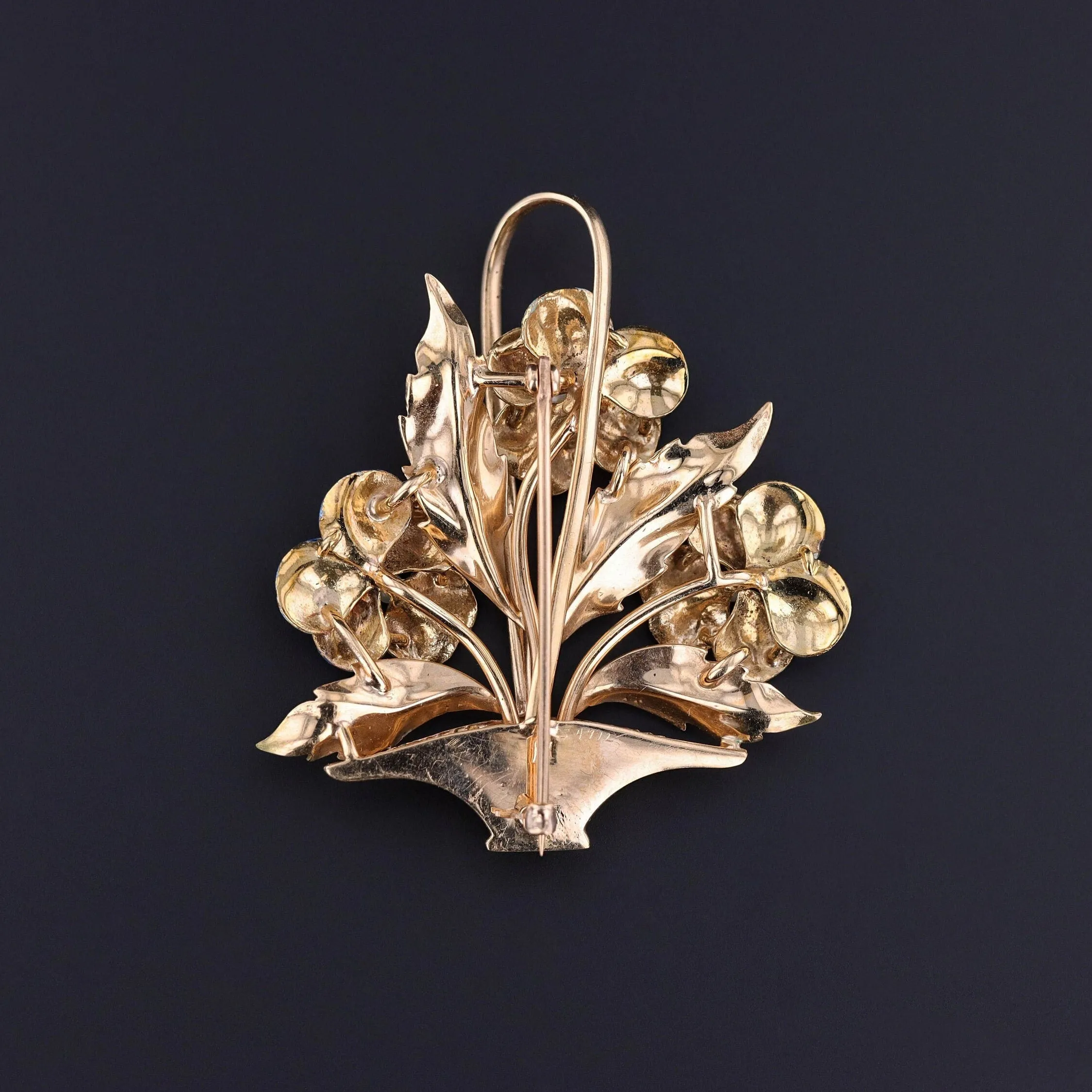Antique Pansy Basket of 14k Gold
