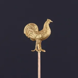 Antique Rooster Stickpin of 14k Gold