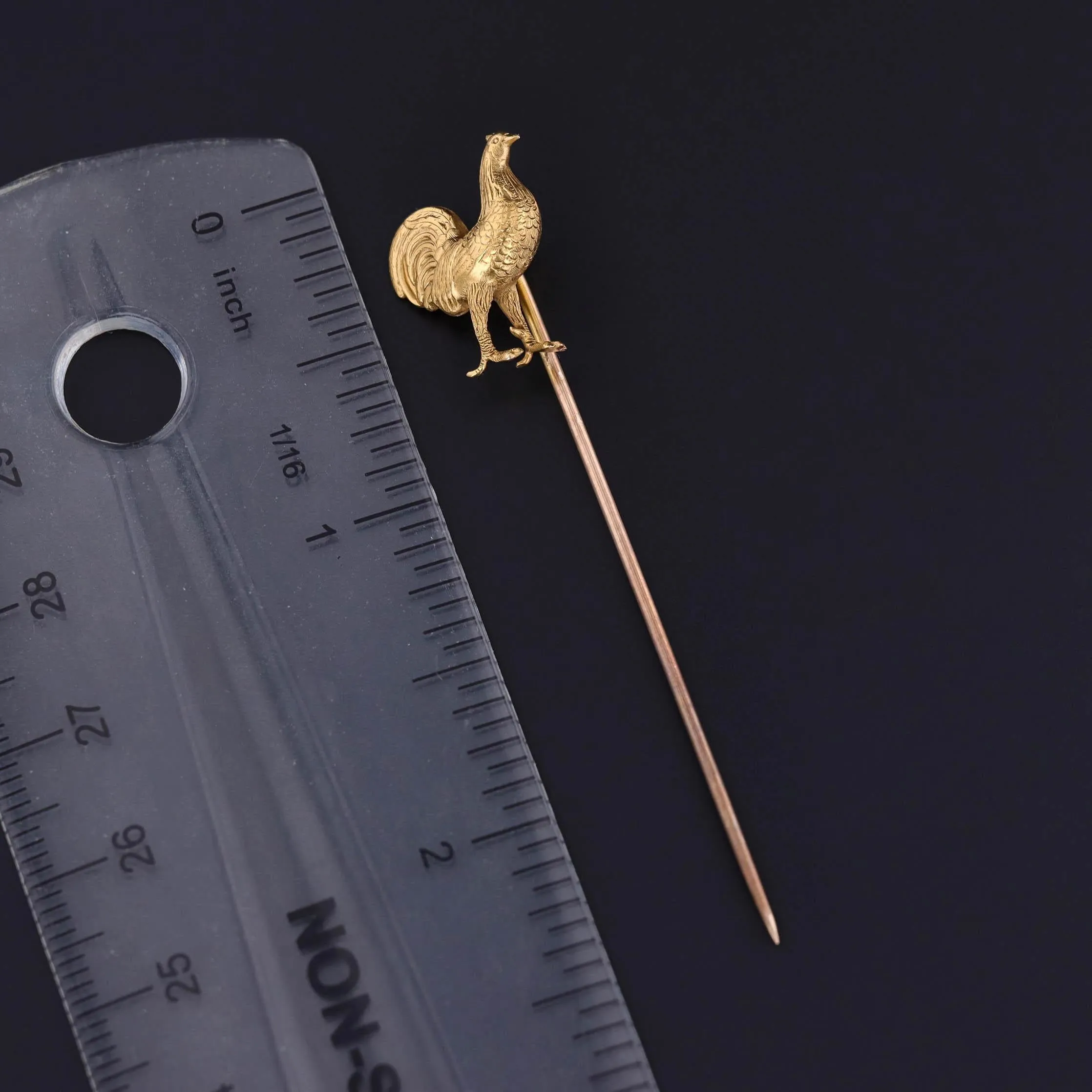Antique Rooster Stickpin of 14k Gold