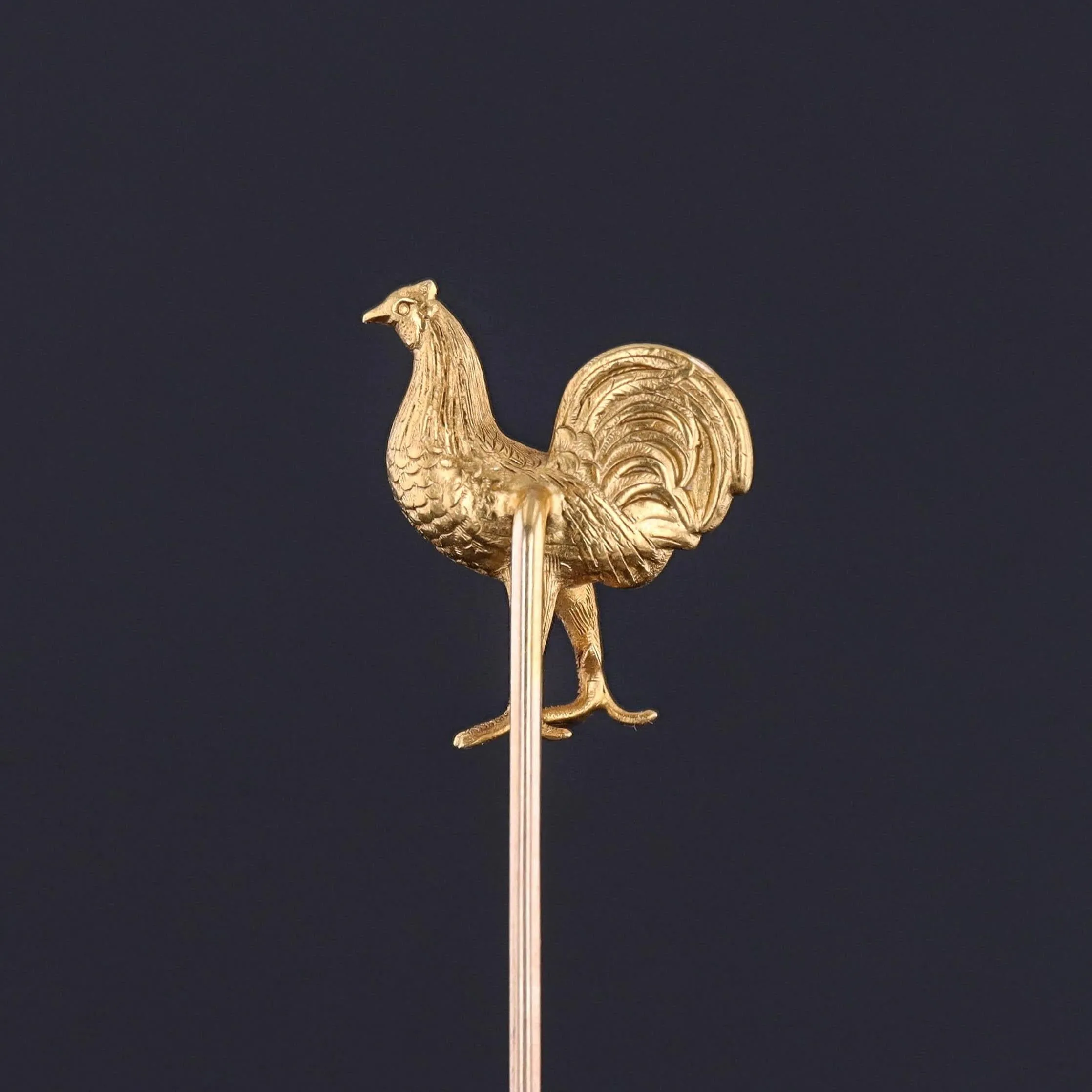 Antique Rooster Stickpin of 14k Gold