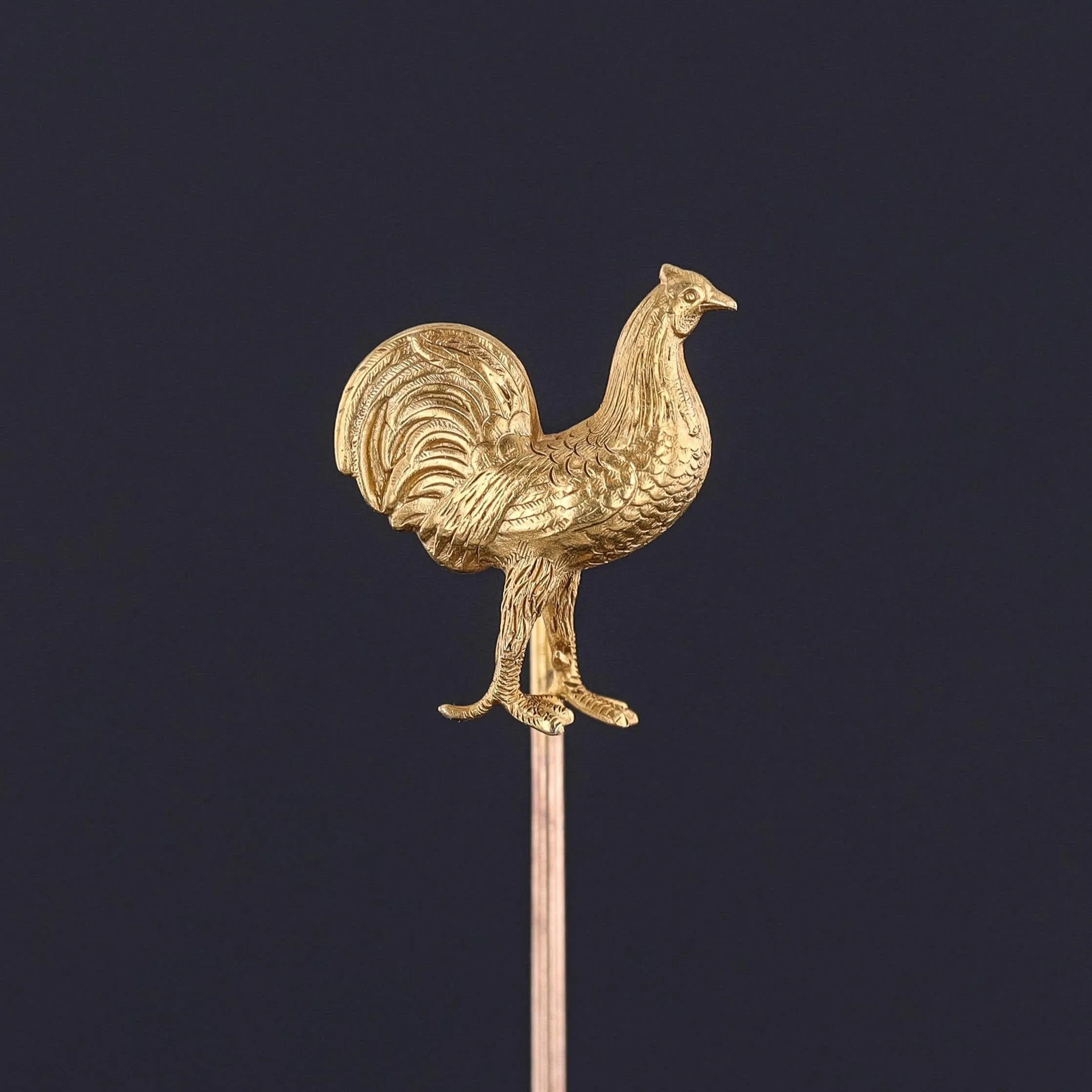 Antique Rooster Stickpin of 14k Gold