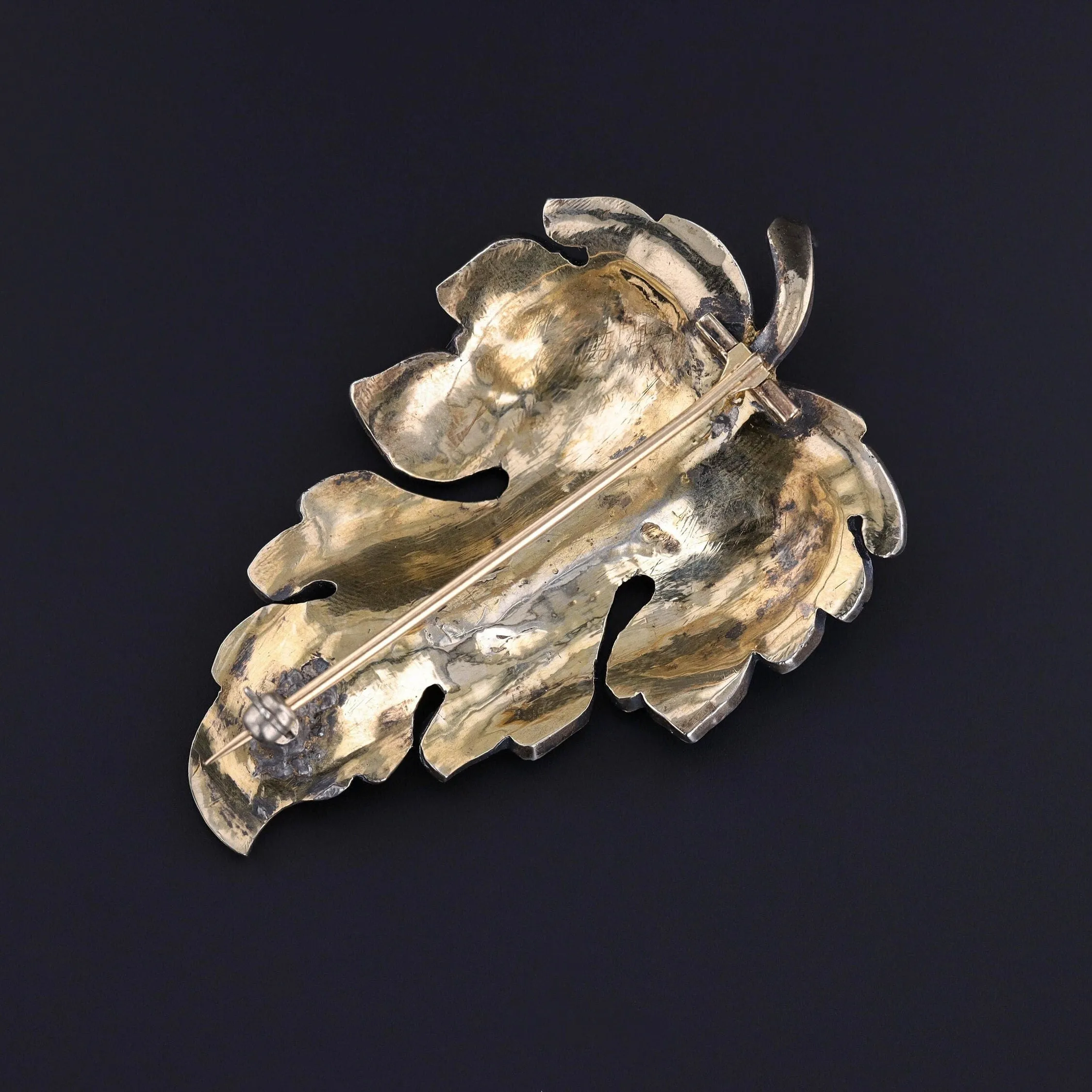 Antique Turquoise and Pearl Leaf Brooch