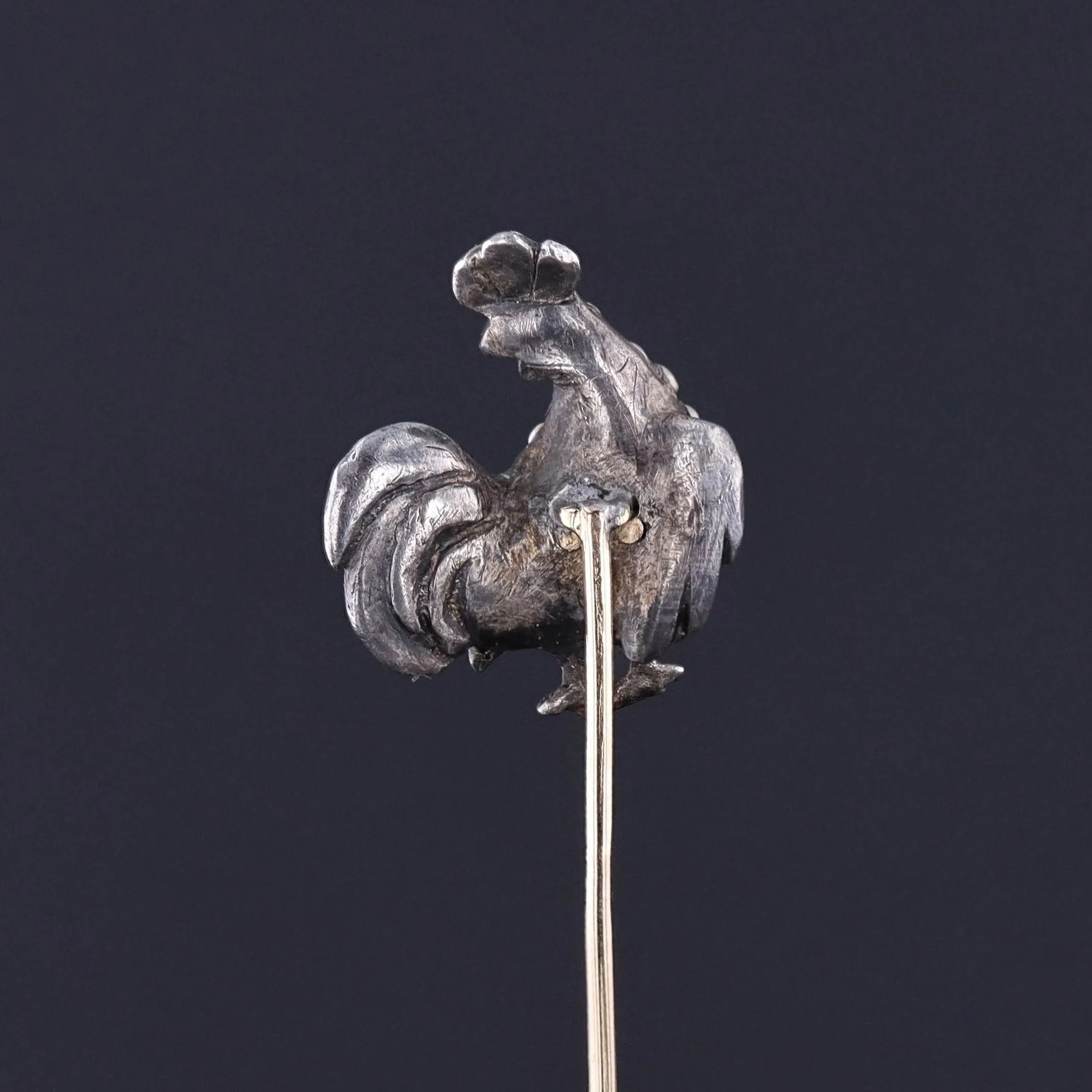 Antique Turquoise and Pearl Rooster Stick Pin