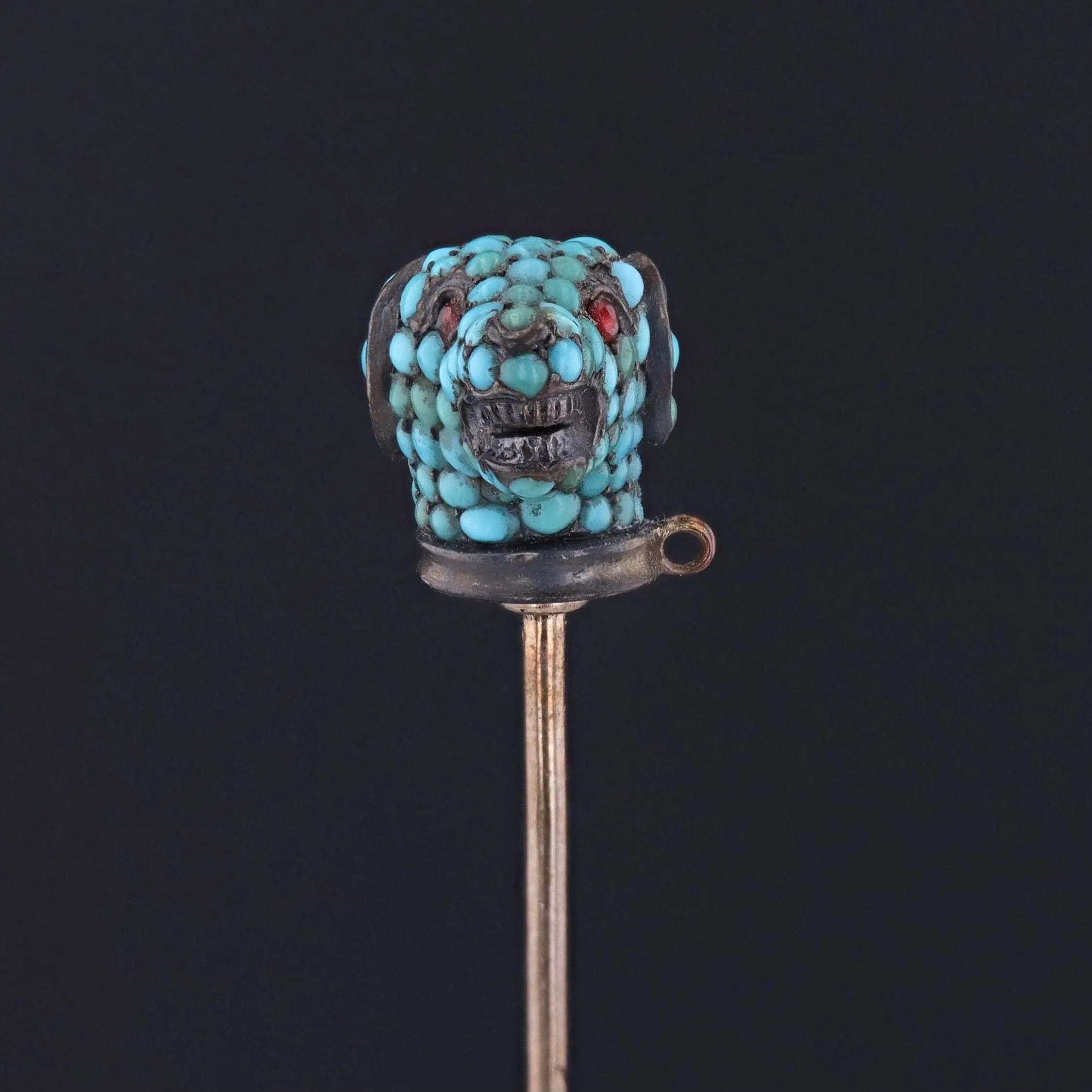 Antique Turquoise Dog Stickpin