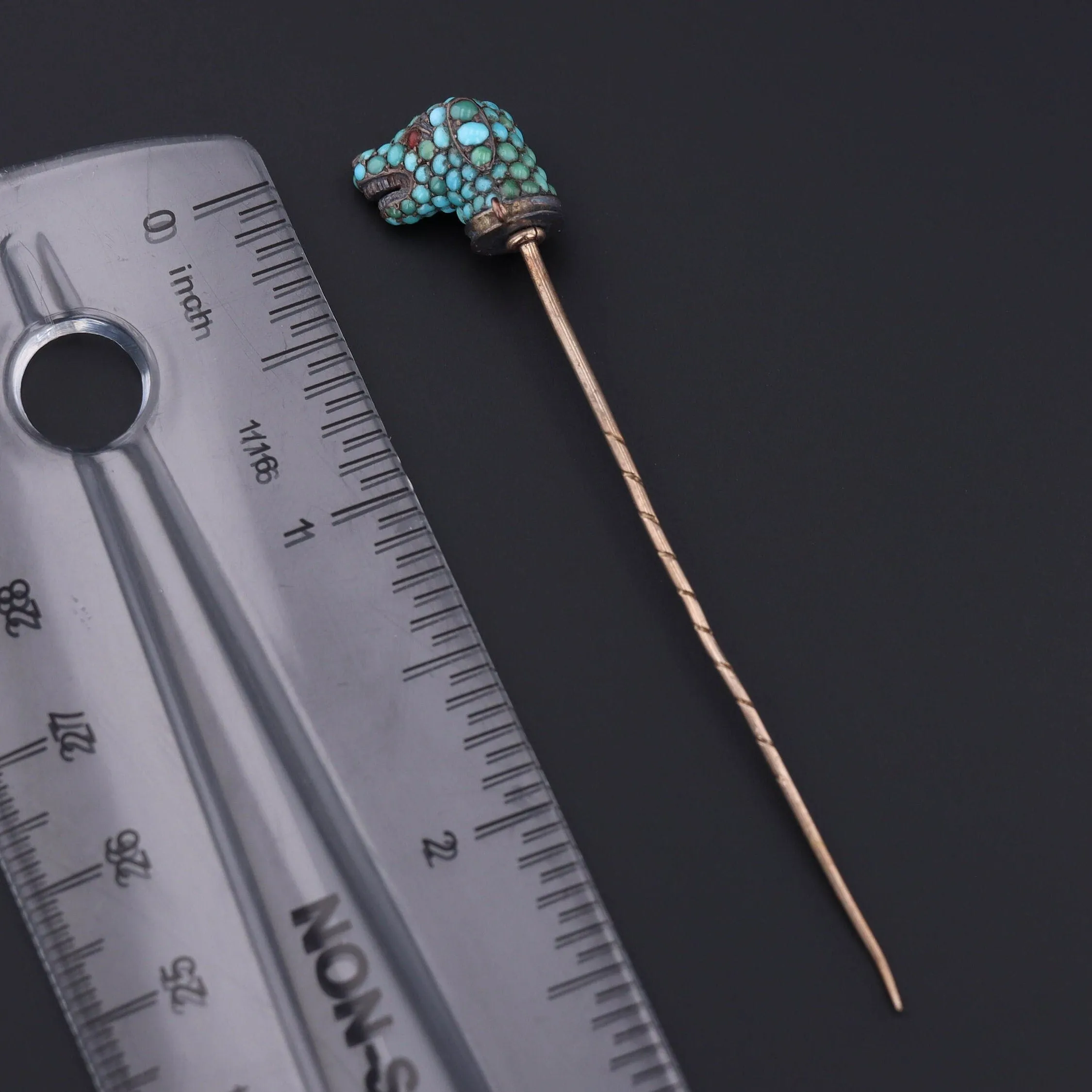 Antique Turquoise Dog Stickpin
