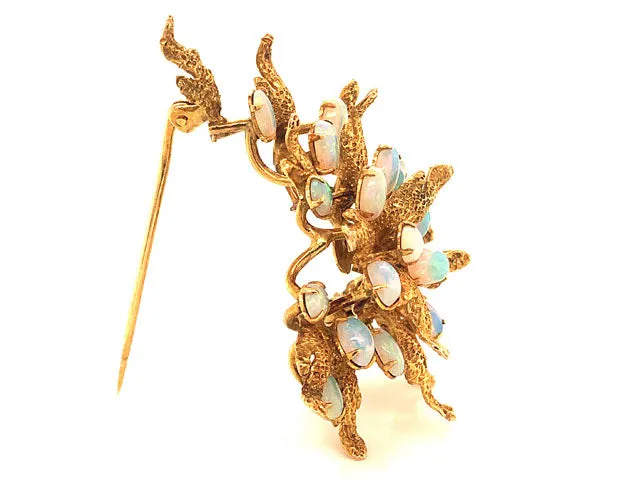 Australian Opal Cluster Brooch in 14k Yellow Gold