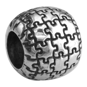 Autism Awareness Puzzle Piece Charm Bracelet Bead in Sterling Silver