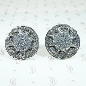 Aztec Calendar Sterling Cufflinks from Taxco