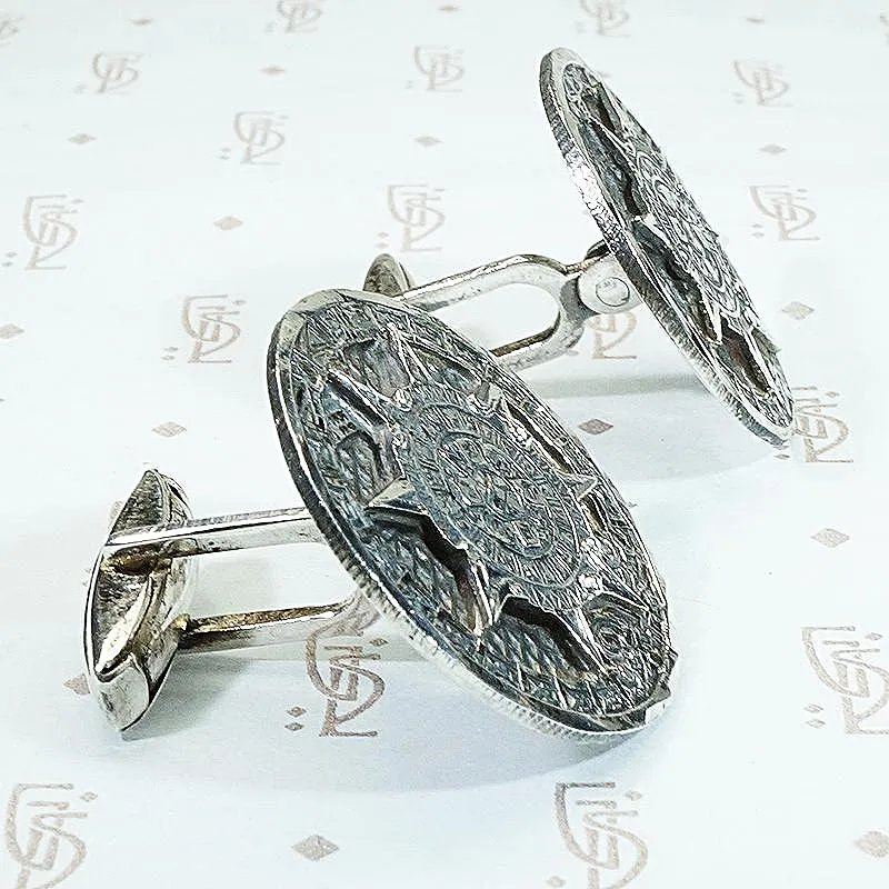 Aztec Calendar Sterling Cufflinks from Taxco