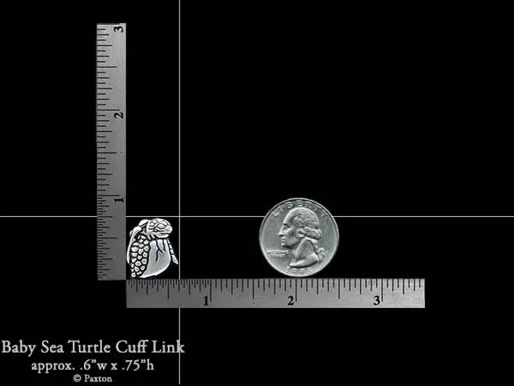 Baby Sea Turtle Hatching Cuff Links Sterling Silver