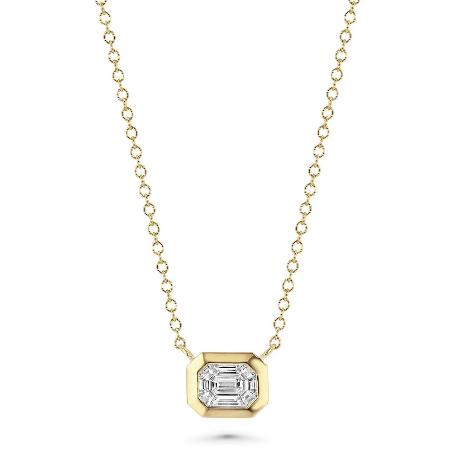 Baguette Cluster Diamond Necklace