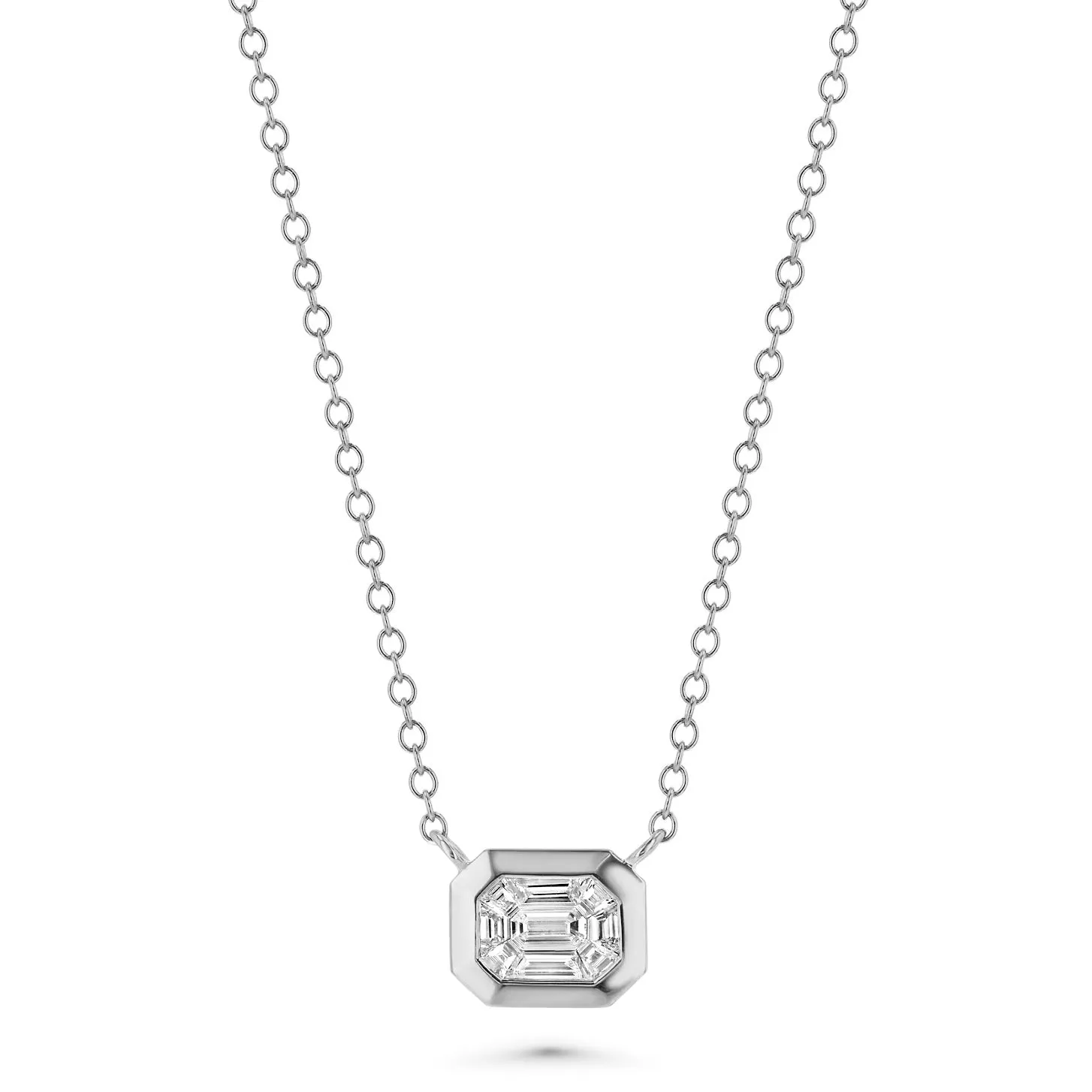 Baguette Cluster Diamond Necklace