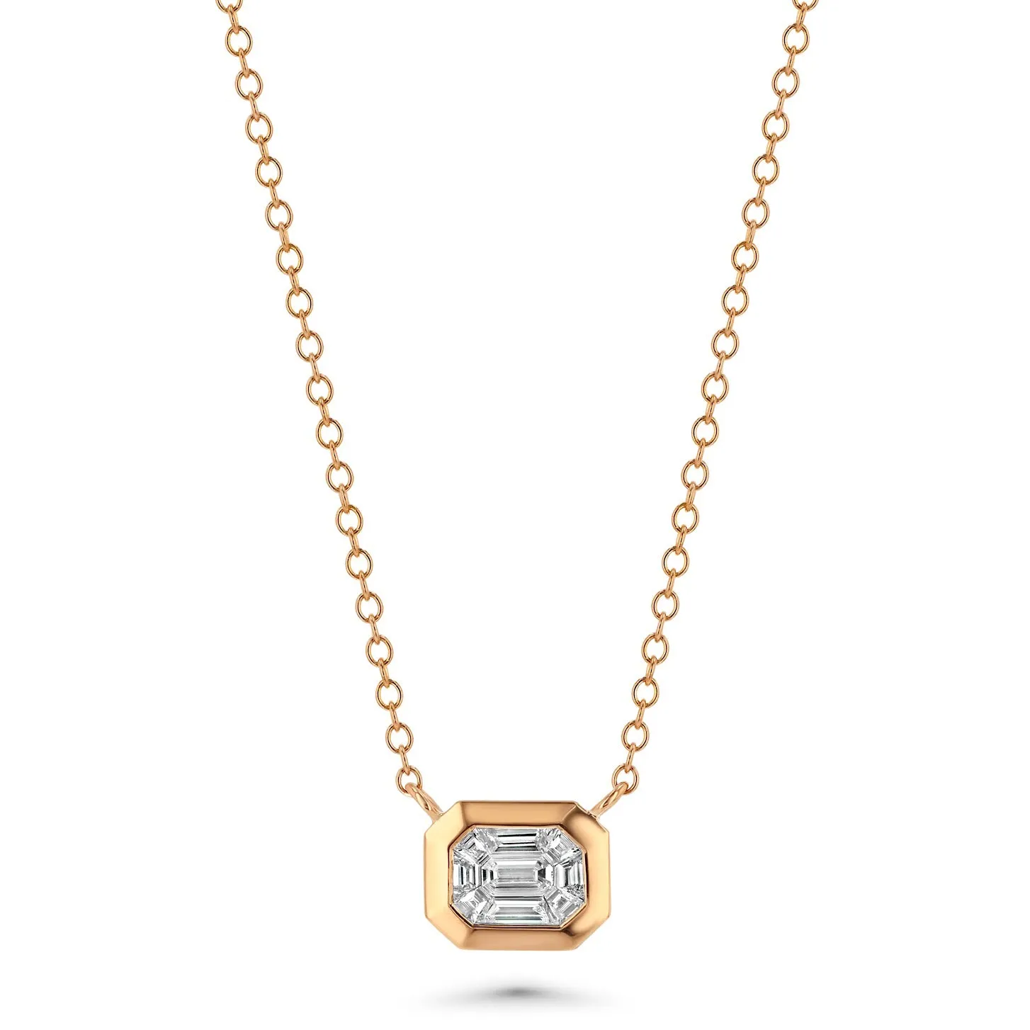 Baguette Cluster Diamond Necklace