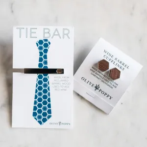 Barrel Cufflink and Tie Bar Gift Set