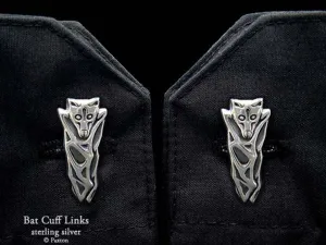 Bat Cuff Links Sterling Silver