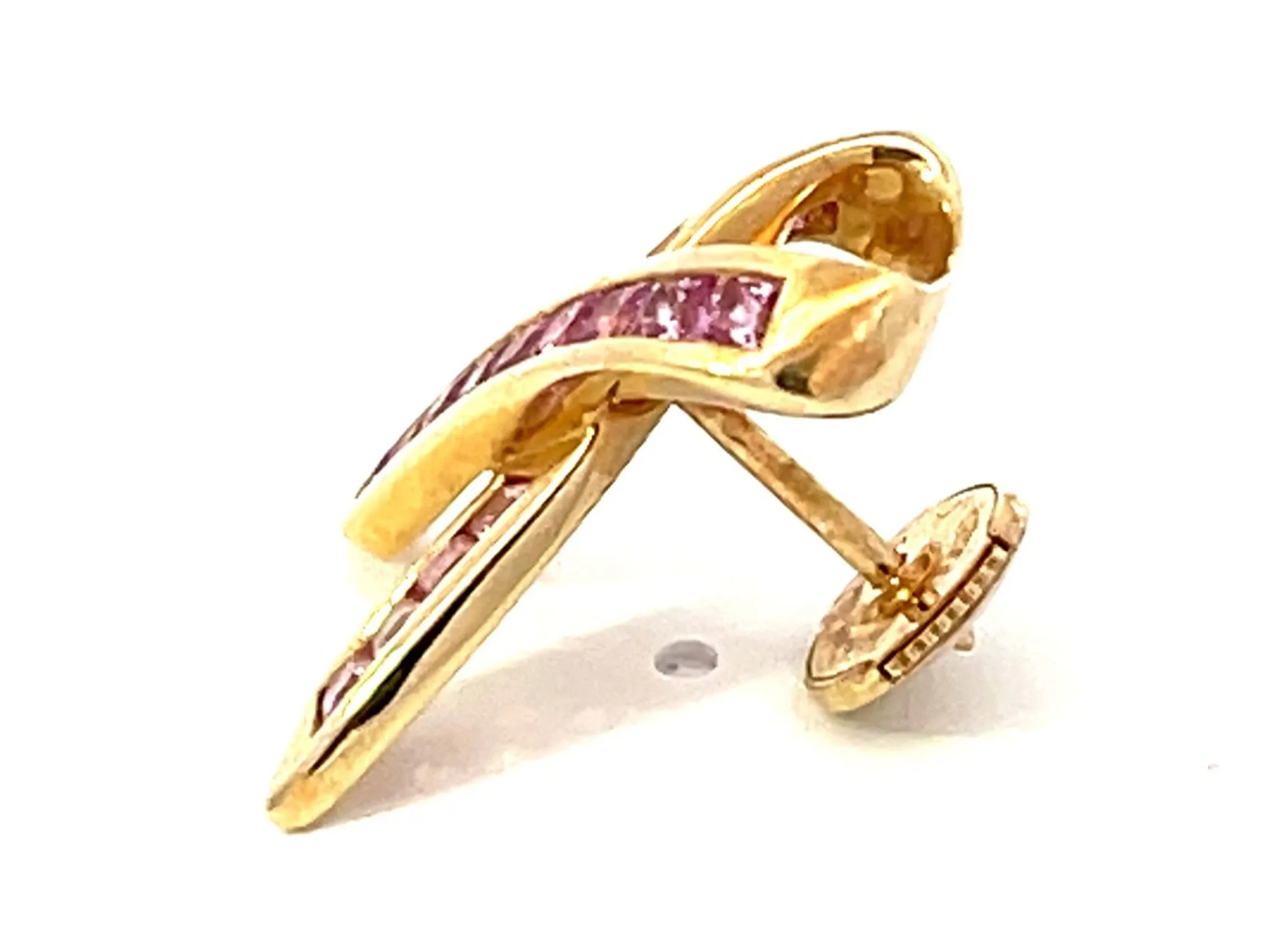 BCRF Pink Ribbon Brooch in 14k Yellow Gold