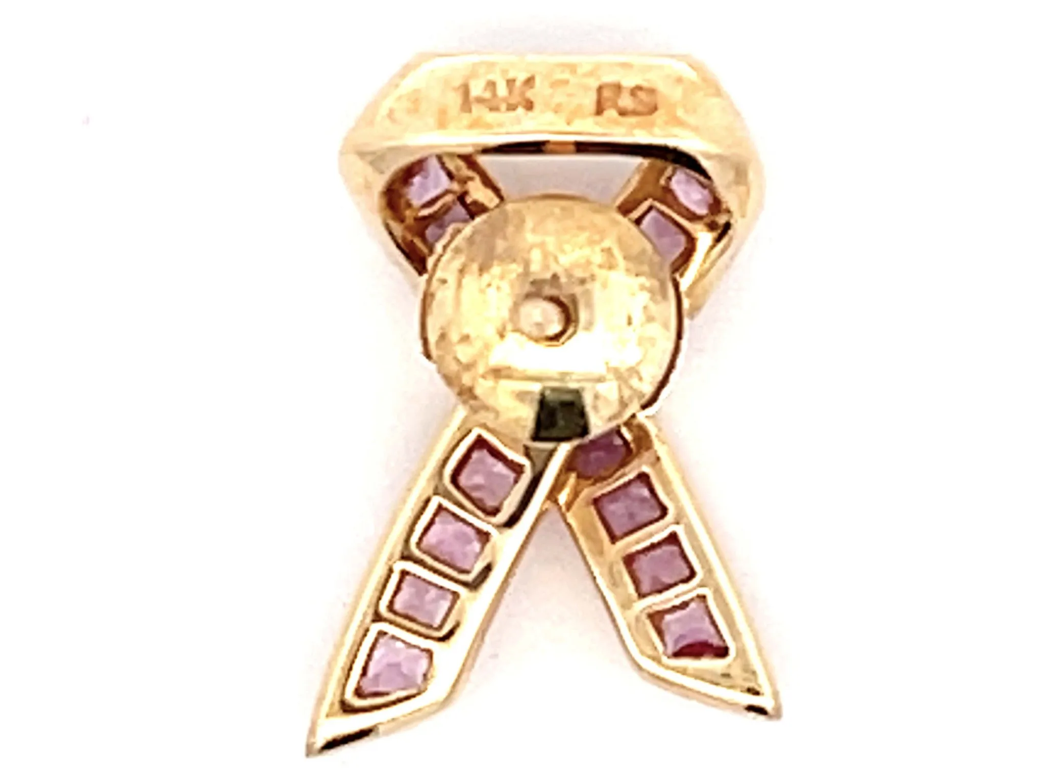 BCRF Pink Ribbon Brooch in 14k Yellow Gold