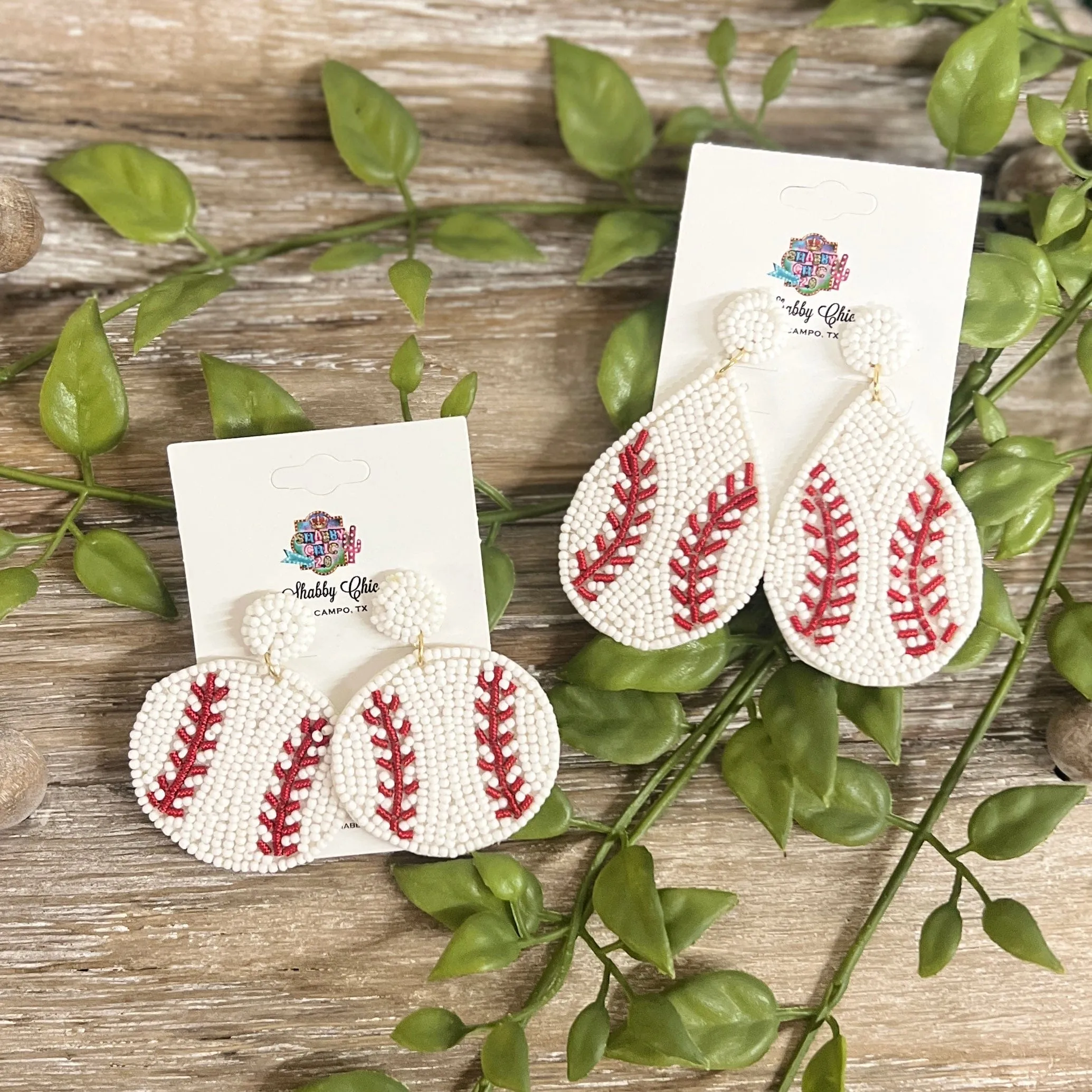 Beaded Baseball Earrings