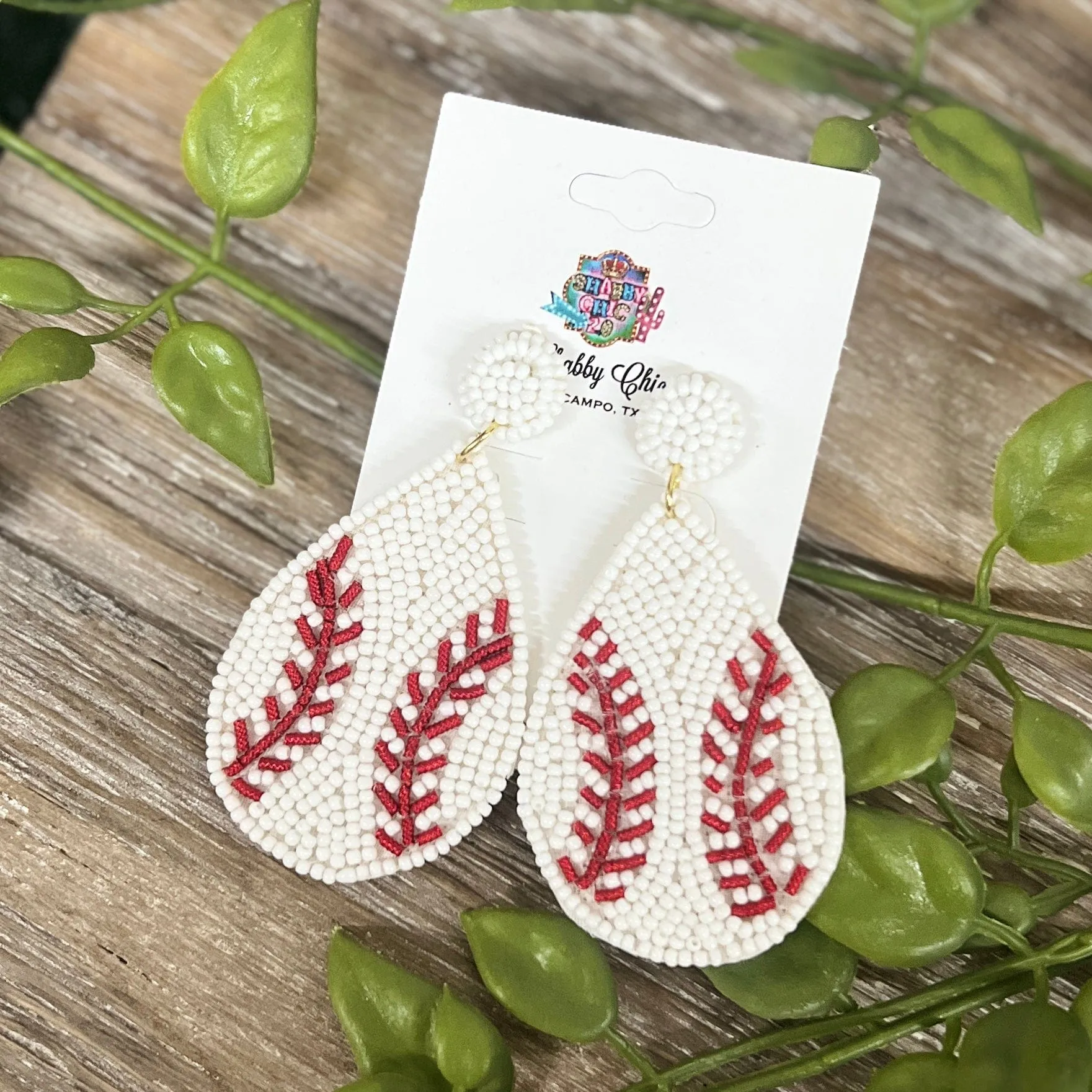 Beaded Baseball Earrings