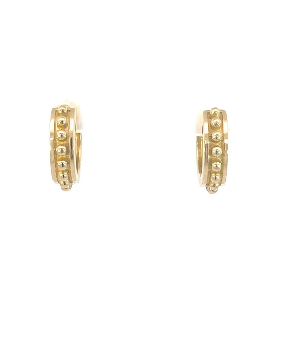 Beaded Gold Huggies