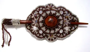 BEADED HAIR BARRETTE HAND MADE WITH SLIDE STICK BHB008
