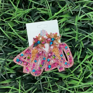 Beaded Happy 40th Earrings