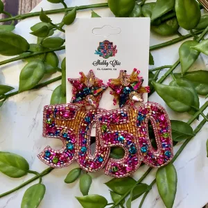 Beaded Happy 50th Earrings