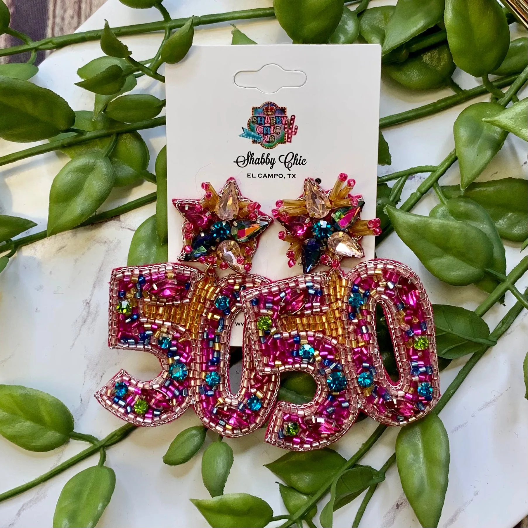 Beaded Happy 50th Earrings