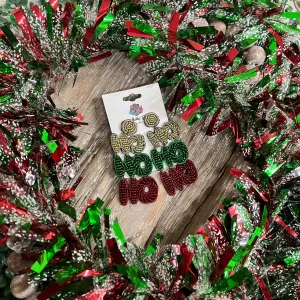 Beaded Ho Ho Ho Earrings