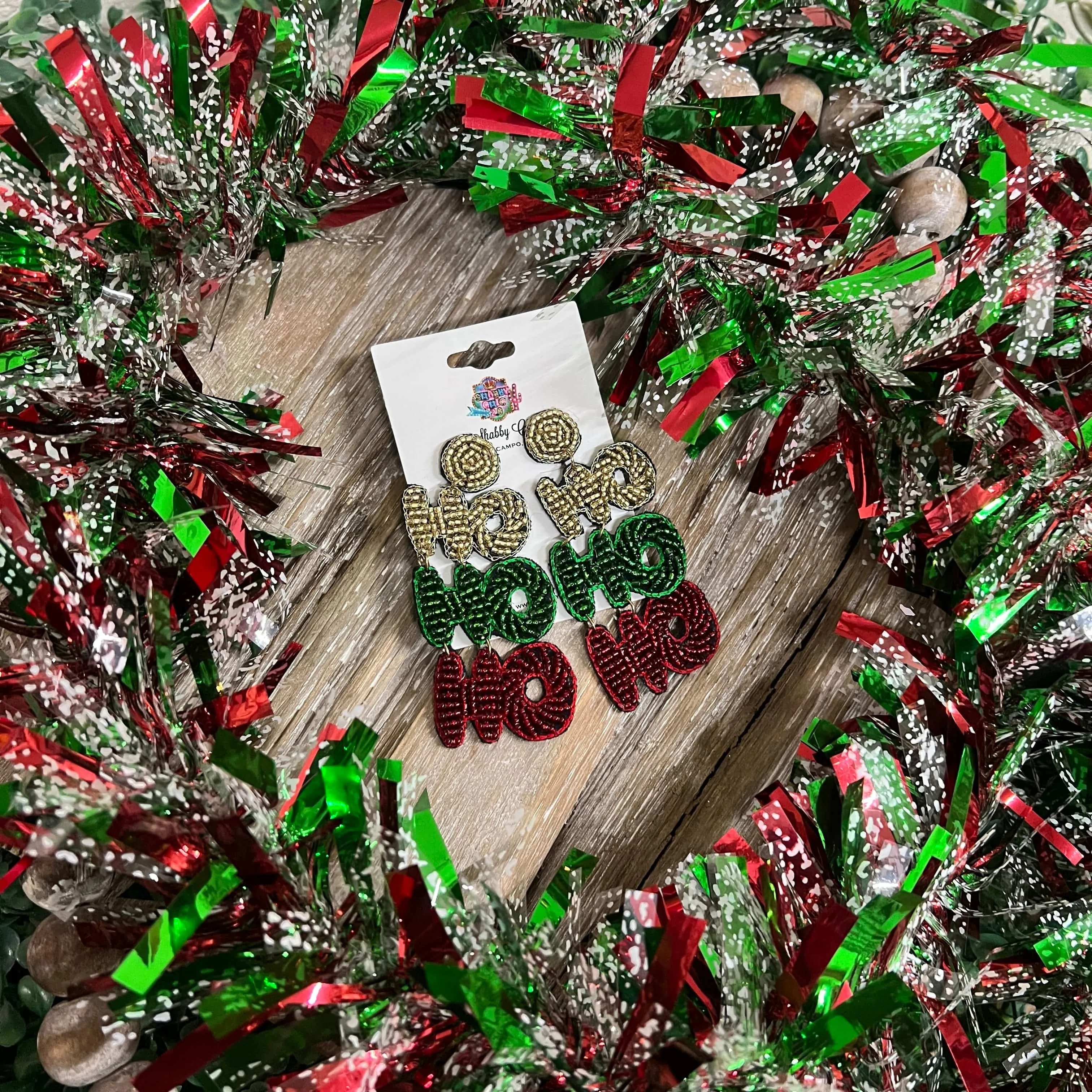 Beaded Ho Ho Ho Earrings