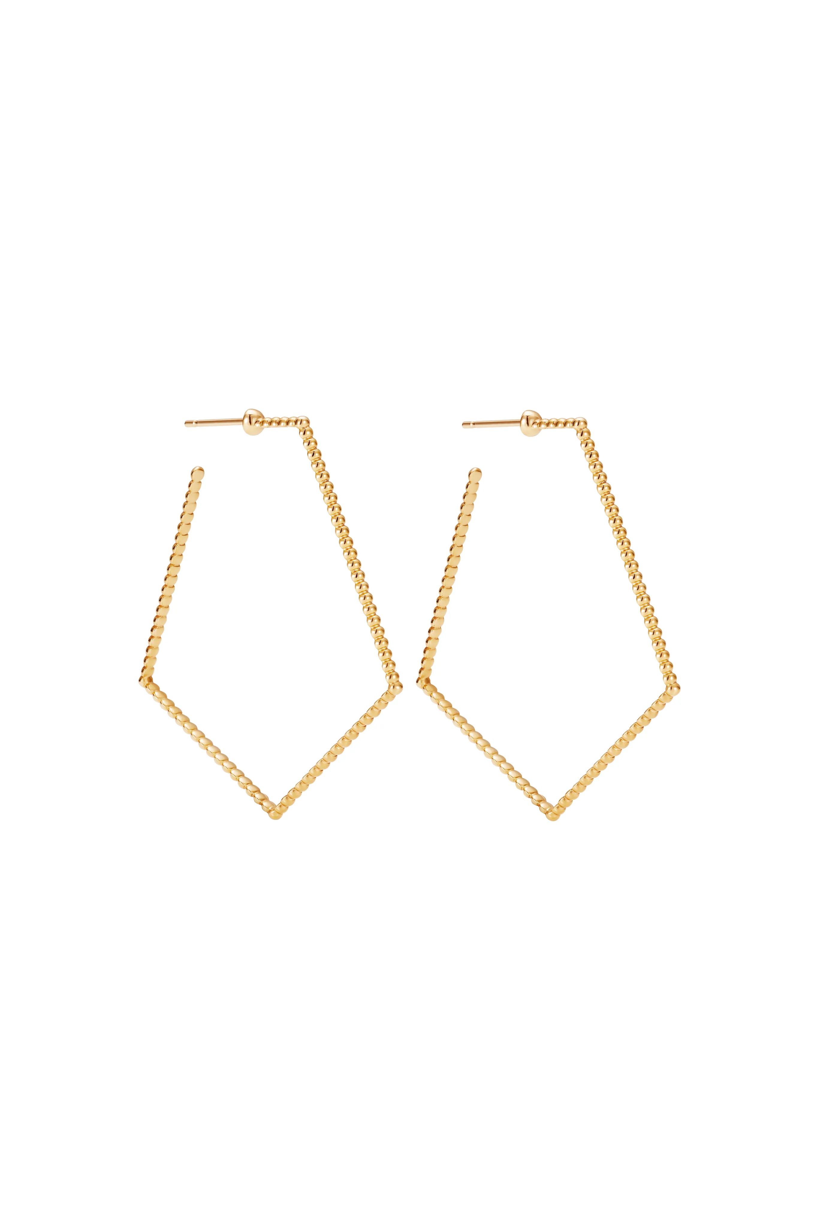Beaded Pentagon Earrings - 18k Yellow Gold