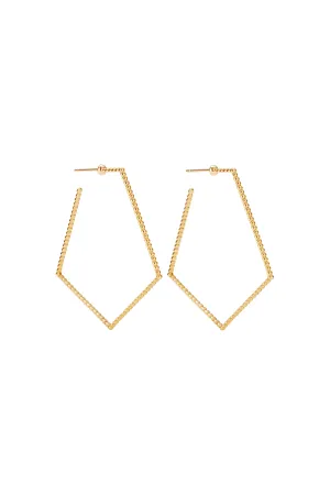 Beaded Pentagon Earrings - 18k Yellow Gold