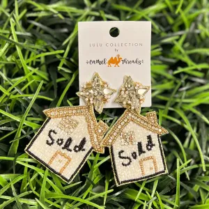 Beaded Realtor Earrings - White\Gold