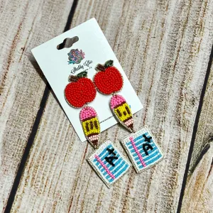 Beaded School Supply Earrings