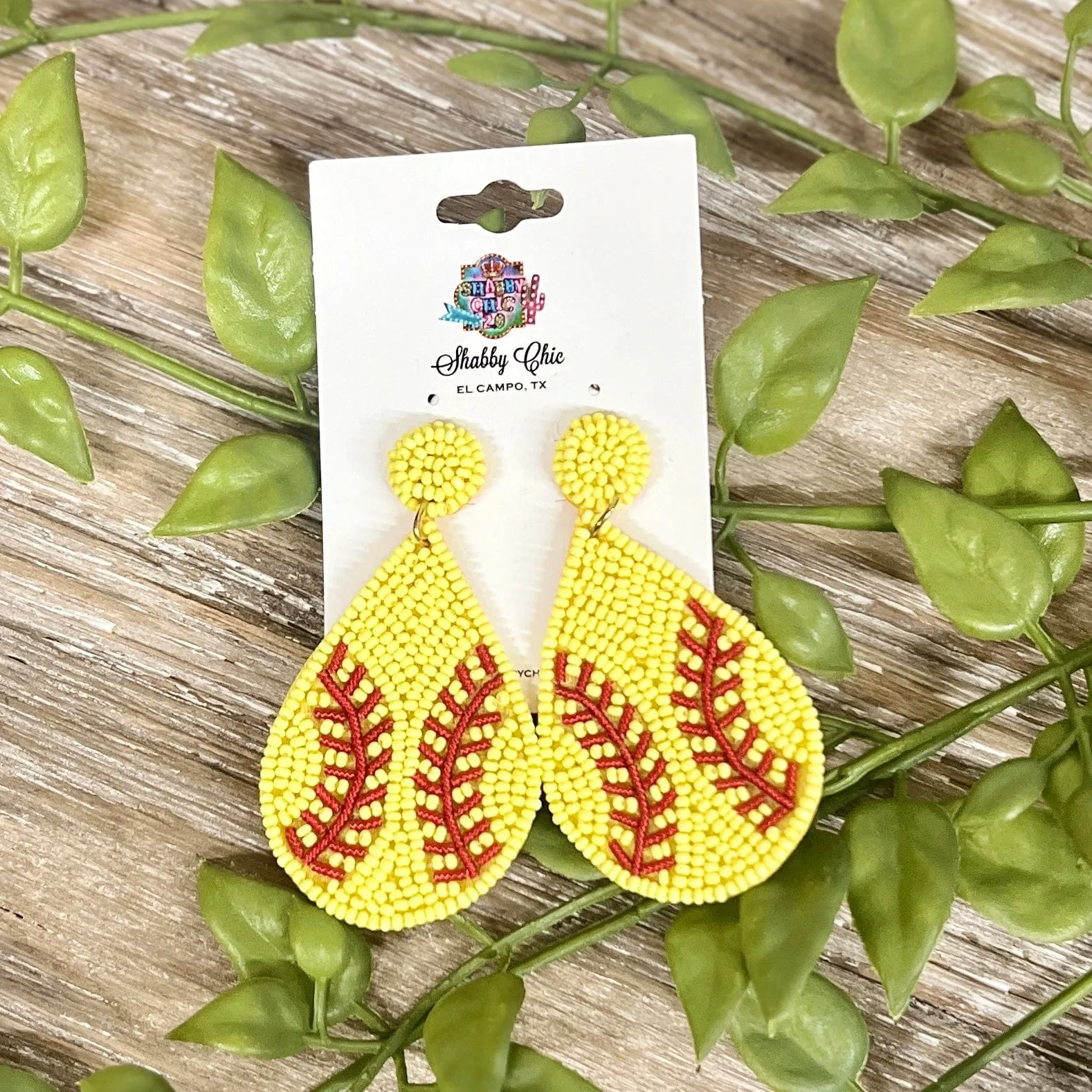 Beaded Softball Earrings