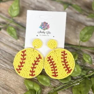 Beaded Softball Earrings