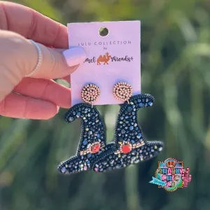 Beaded Witches Hat Earrings