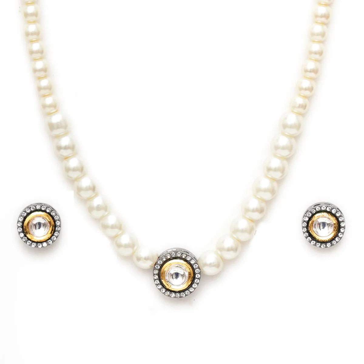 Beautiful Pearl Choker Kundan Necklace Set
