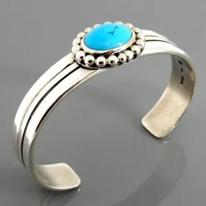 Beautiful Sleeping Beauty Turquoise Sterling Silver Cuff Bracelet